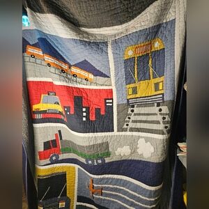 Pottery Barn Kids Transportation Truck Train Quilt Full Size Kids Blanket
